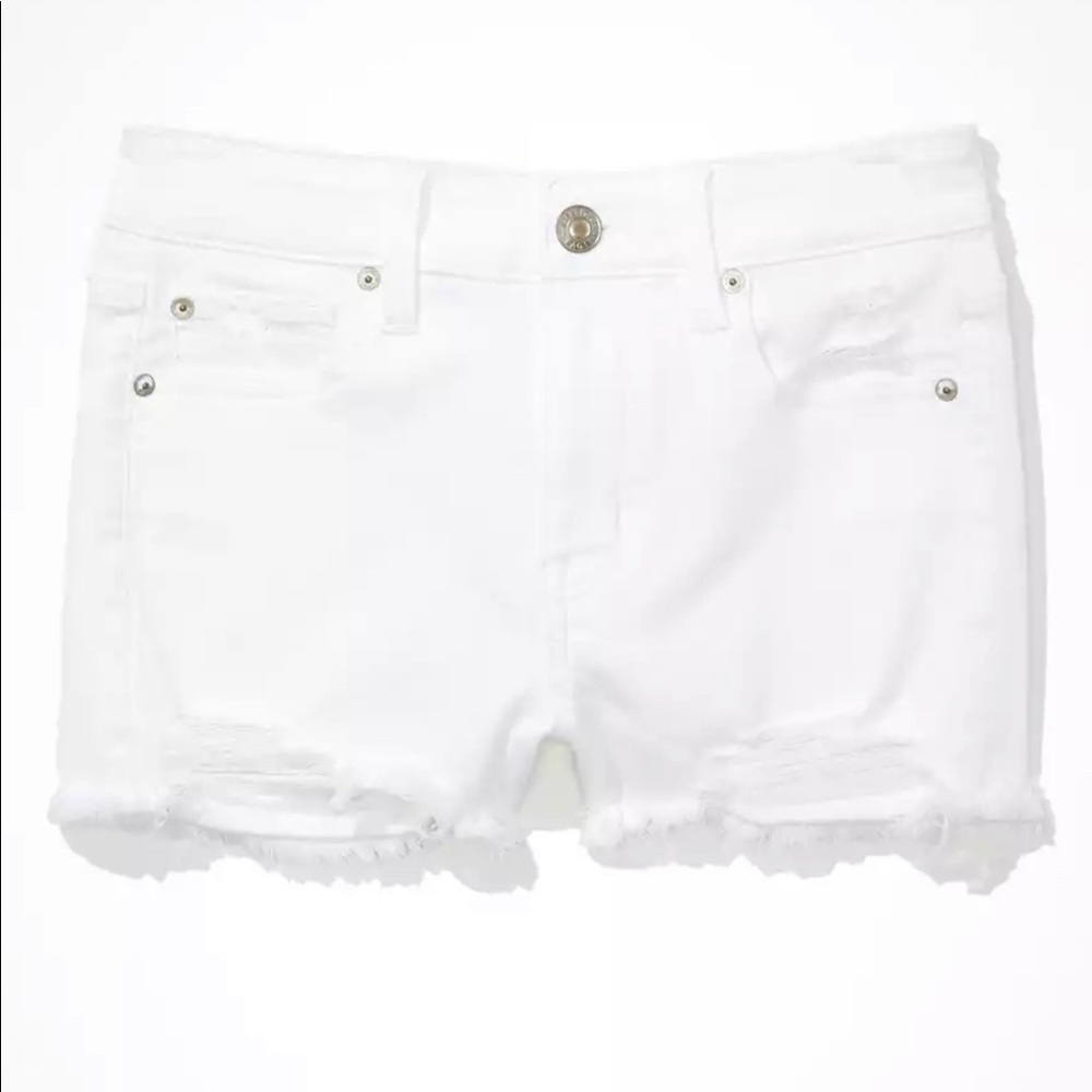 High Waisted White Ripped Short Shorts